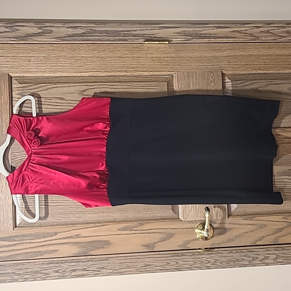 Allen B. By Allen Schwartz Red and Black Midi Dress Size 14